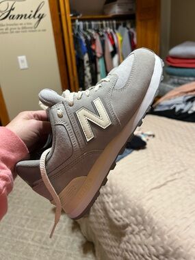 New Balance Taupe and Cream Retro Runner 574